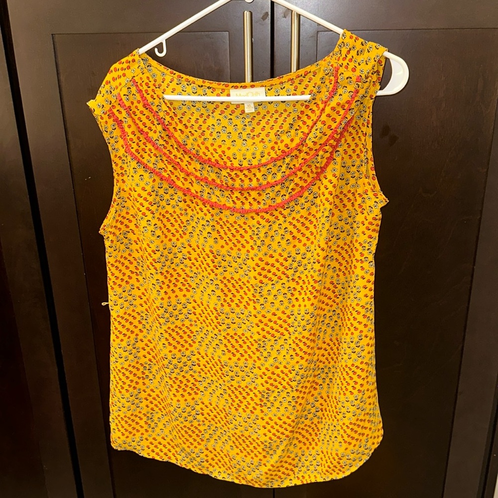 MODCLOTH Floral Print Sheer Sleeveless Blouse in Size XL